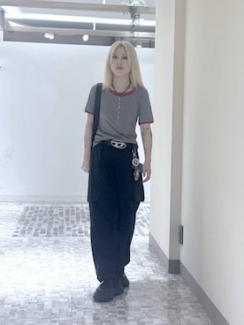 「PAGEBOY（ページボーイ）のレースアップソックスブーツ 【3サイズ展開・厚底なのに軽量】（ブーツ、ブラック系）」を使った、みはるんさん（レディース）の春コーディネート
