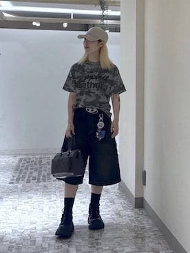 「PAGEBOY（ページボーイ）のレースアップソックスブーツ 【3サイズ展開・厚底なのに軽量】（ブーツ、ブラック系）」を使った、みはるんさん（レディース）の春コーディネート