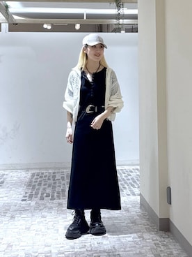 「PAGEBOY（ページボーイ）のレースアップソックスブーツ 【3サイズ展開・厚底なのに軽量】（ブーツ、ブラック系）」を使った、みはるんさん（レディース）の春コーディネート