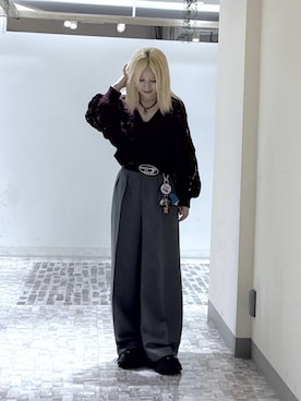 「PAGEBOY（ページボーイ）のレースアップソックスブーツ 【3サイズ展開・厚底なのに軽量】（ブーツ、ブラック系）」を使った、みはるんさん（レディース）の春コーディネート