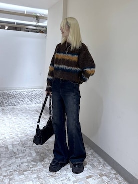 「PAGEBOY（ページボーイ）のアイテム（デニムパンツ）」を使った、みはるんさん（レディース・160cm）の冬コーディネート