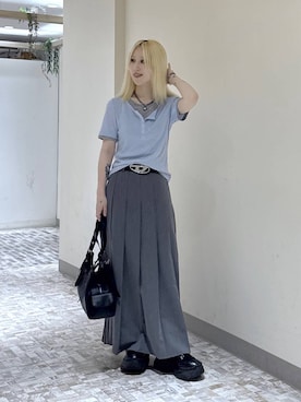 「PAGEBOY（ページボーイ）のレースアップソックスブーツ 【3サイズ展開・厚底なのに軽量】（ブーツ、ブラック系）」を使った、みはるんさん（レディース）の春コーディネート