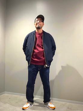 「Eddie Bauer（エディーバウアー）のアイテム（ダウンジャケット/コート）」を使った、ebhibiyaさん（メンズ・173cm）の秋コーディネート