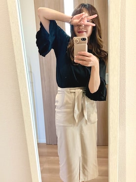 「オフィス」｜「アイテム（スカート）」を使った、yuuiさん（レディース・152cm）の夏コーディネート