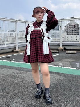 「アイテム（チャーム）」を使った、YUZUKAさん（レディース・154cm）の秋コーディネート