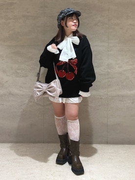 「アイテム（キャスケット）」を使った、YUZUKAさん（レディース・154cm）の秋コーディネート