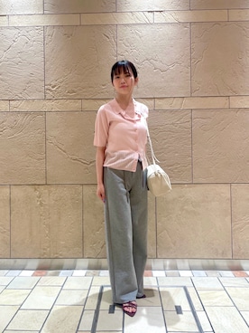 「アイテム（カーディガン/ボレロ、ピンク系）」を使った、onoさん（レディース・157cm）の夏コーディネート