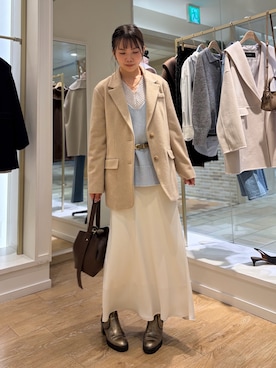 「アイテム（テーラードジャケット）」を使った、onoさん（レディース・157cm）の秋コーディネート