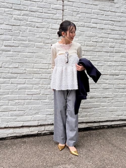 ウォッシャブルラッセルレースTブラウス（シャツ/ブラウス