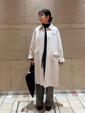 「アイテム（ブローチ/コサージュ）」を使った、onoさん（レディース・157cm）の冬コーディネート