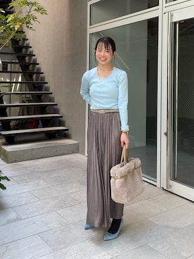 「アイテム（ベルト、ベージュ系）」を使った、onoさん（レディース・157cm）の秋コーディネート