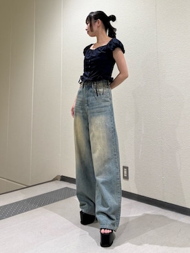 「ブルベ冬コーデ」｜山下綾子さん（レディース・160cm）の夏コーディネート