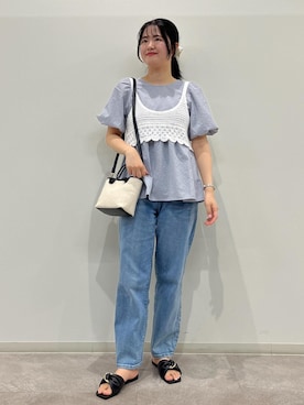 「アイテム（シャツ/ブラウス）」を使った、かんちゃんさん（レディース・165cm）の夏コーディネート