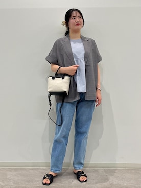 「ブルべ冬」｜「アイテム（ジャケット/アウター）」を使った、かんちゃんさん（レディース・165cm）の夏コーディネート