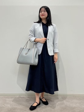「アイテム（ノーカラージャケット）」を使った、かんちゃんさん（レディース・165cm）の夏コーディネート
