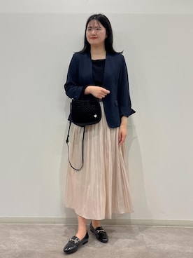 「アイテム（ノーカラージャケット）」を使った、かんちゃんさん（レディース・165cm）の夏コーディネート