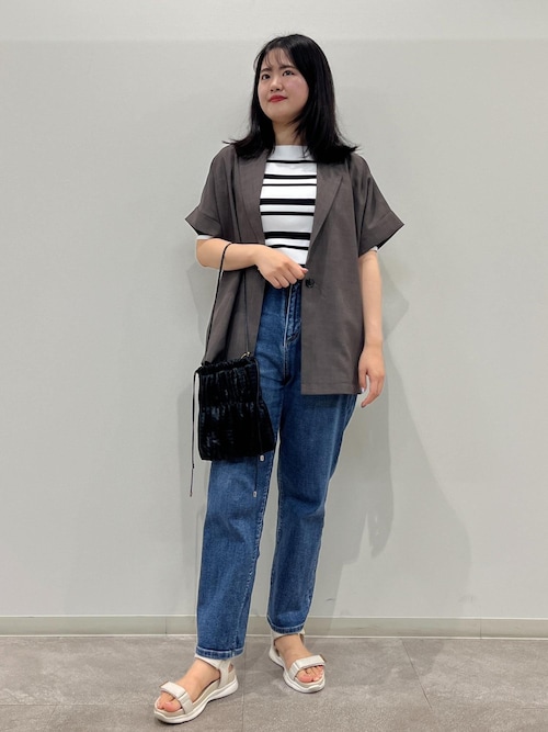 ROPE PICNIC シアーハーフスリーブジャケット　ネイビー　リネンライク ROPE' PICNIC ジャケット テーラードジャケット 「接触冷感・UV