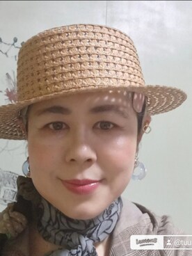 「アイテム（帽子）」を使った、つっしーさん（レディース・167cm・40代）の春コーディネート