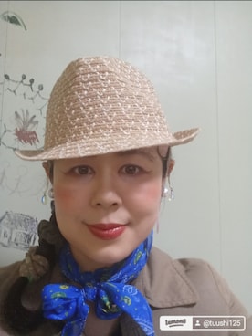「アイテム（帽子）」を使った、つっしーさん（レディース・167cm・40代）の春コーディネート