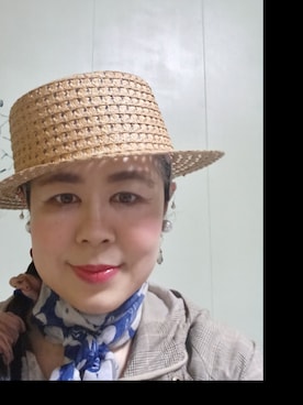 「アイテム（帽子）」を使った、つっしーさん（レディース・167cm・40代）の春コーディネート
