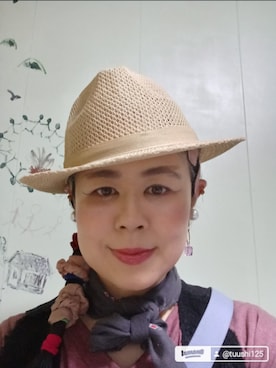 「アイテム（帽子）」を使った、つっしーさん（レディース・167cm・40代）の春コーディネート
