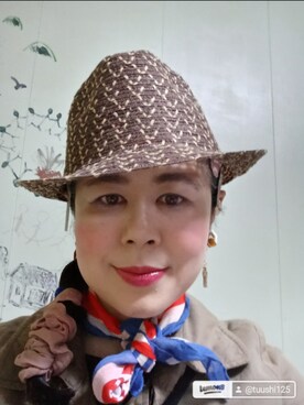 「アイテム（帽子）」を使った、つっしーさん（レディース・167cm・40代）の春コーディネート
