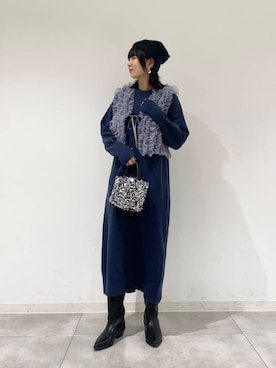 「SMELLY（スメリー）のシャギービーニー（ニットキャップ/ビーニー）」を使った、つっちーさん（レディース・162cm）の冬コーディネート