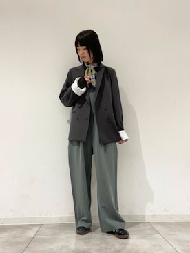 「SENSE OF PLACE by URBAN RESEARCH（センスオブプレイスバイアーバンリサーチ）の2WAYベルトツキベアパンツ（サロペット/オーバーオール）」を使った、つっちーさん（レディース・162cm）の冬コーディネート