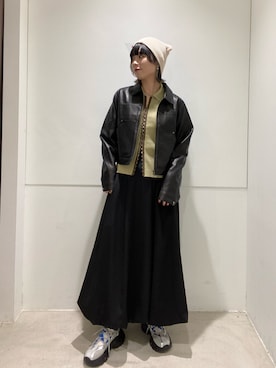 「アイテム（その他アウター、ブラック系）」を使った、つっちーさん（レディース・162cm）の秋コーディネート