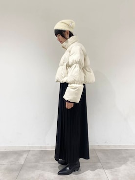 「SMELLY（スメリー）のシャギービーニー（ニットキャップ/ビーニー）」を使った、つっちーさん（レディース・162cm）の冬コーディネート