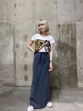 「アイテム（バンダナ/スカーフ）」を使った、tsucchiiiiさん（レディース・162cm）の夏コーディネート