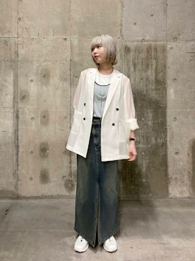 「SENSE OF PLACE by URBAN RESEARCH（センスオブプレイスバイアーバンリサーチ）のアイテム（テーラードジャケット）」を使った、つっちーさん（レディース・162cm）の夏コーディネート