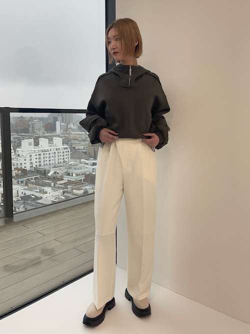 美品　ユナイテッドアローズ　ストレッチ　ウォッシャブル　パンツスーツ　M　黒 サラフール ワイド パンツ ―マシンウォッシャブル・ストレッチ