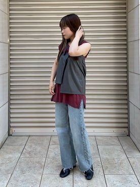 「nomnom（ノムノム）のアイテム」を使った、chisatoさん（レディース・153cm）の夏コーディネート