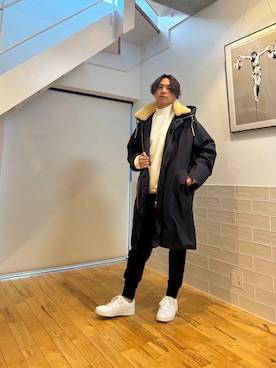 「MONCLER（モンクレール）のアイテム（ジャケット/アウター）」を使った、KINOPさん（メンズ・175cm）の冬コーディネート