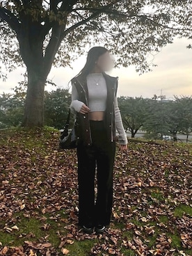 「黒パンツ」｜hoさん（レディース・162cm）の秋コーディネート