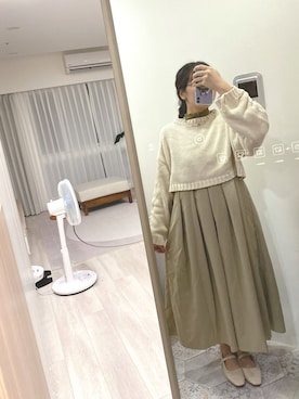 「tiptop（ティップトップ）の袖ドロストショート丈ニットプルオーバー（ニット/セーター）」を使った、s a y o ♪  さん（レディース・160cm）の冬コーディネート