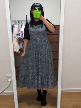 「しまむら（シマムラ）のアイテム（ジャンパースカート、グレー系）」を使った、ユウムラホウ🐣さん（レディース・155cm）の夏コーディネート