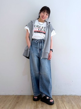 「アイテム（その他、グレー系）」を使った、and.youさん（レディース・157cm）の夏コーディネート
