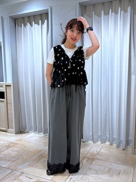 「LOWRYS FARM（ローリーズファーム）の２ＰタンクレイヤードＳＳ 1048915（Tシャツ/カットソー、ホワイト系）」を使った、and.youさん（レディース）の夏コーディネート