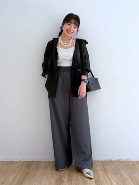 「LOWRYS FARM（ローリーズファーム）のパールタレンネックレス　249411（ネックレス）」を使った、and.youさん（レディース・157cm）の夏コーディネート