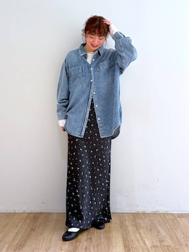 「LOWRYS FARM（ローリーズファーム）のジャガードフリンジＬＳ　102891（Tシャツ/カットソー、ホワイト系）」を使った、and.youさん（レディース）の秋コーディネート