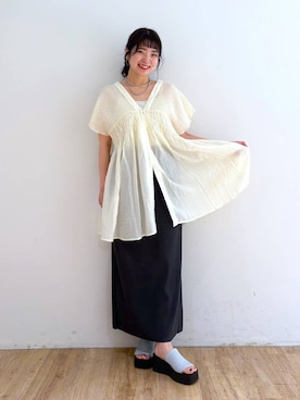「LOWRYS FARM（ローリーズファーム）のカットリブタイトスカート　103920（スカート）」を使った、and.youさん（レディース・157cm）の夏コーディネート