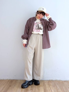 「アイテム（バレッタ/ヘアクリップ）」を使った、and.youさん（レディース・157cm）の秋コーディネート