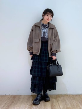 「アイテム（その他、グレー系）」を使った、and.youさん（レディース・157cm）の秋コーディネート