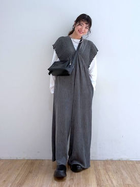「ラフ」｜「アイテム（サロペット/オーバーオール）」を使った、and.youさん（レディース・157cm）の秋コーディネート