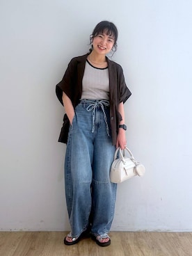 「アイテム（テーラードジャケット）」を使った、and.youさん（レディース・157cm）の夏コーディネート