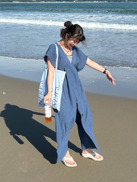 「ラフ」｜「アイテム（サロペット/オーバーオール）」を使った、and.youさん（レディース・157cm）の夏コーディネート