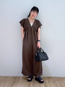 「LOWRYS FARM（ローリーズファーム）のスタイルＵＰクロスカップキャミ　100757（Tシャツ/カットソー）」を使った、and.youさん（レディース・157cm）の夏コーディネート