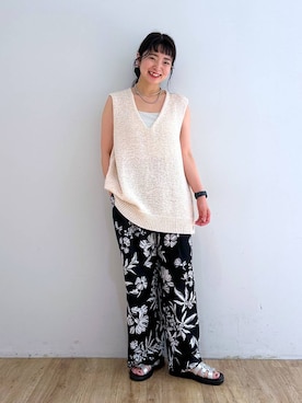 「LOWRYS FARM（ローリーズファーム）のスタイルＵＰクロスカップキャミ　100757（Tシャツ/カットソー）」を使った、and.youさん（レディース・157cm）の夏コーディネート